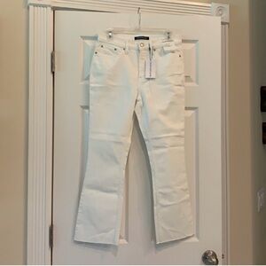 White Calvin Klein High Rise Kick Boot Crop Jeans